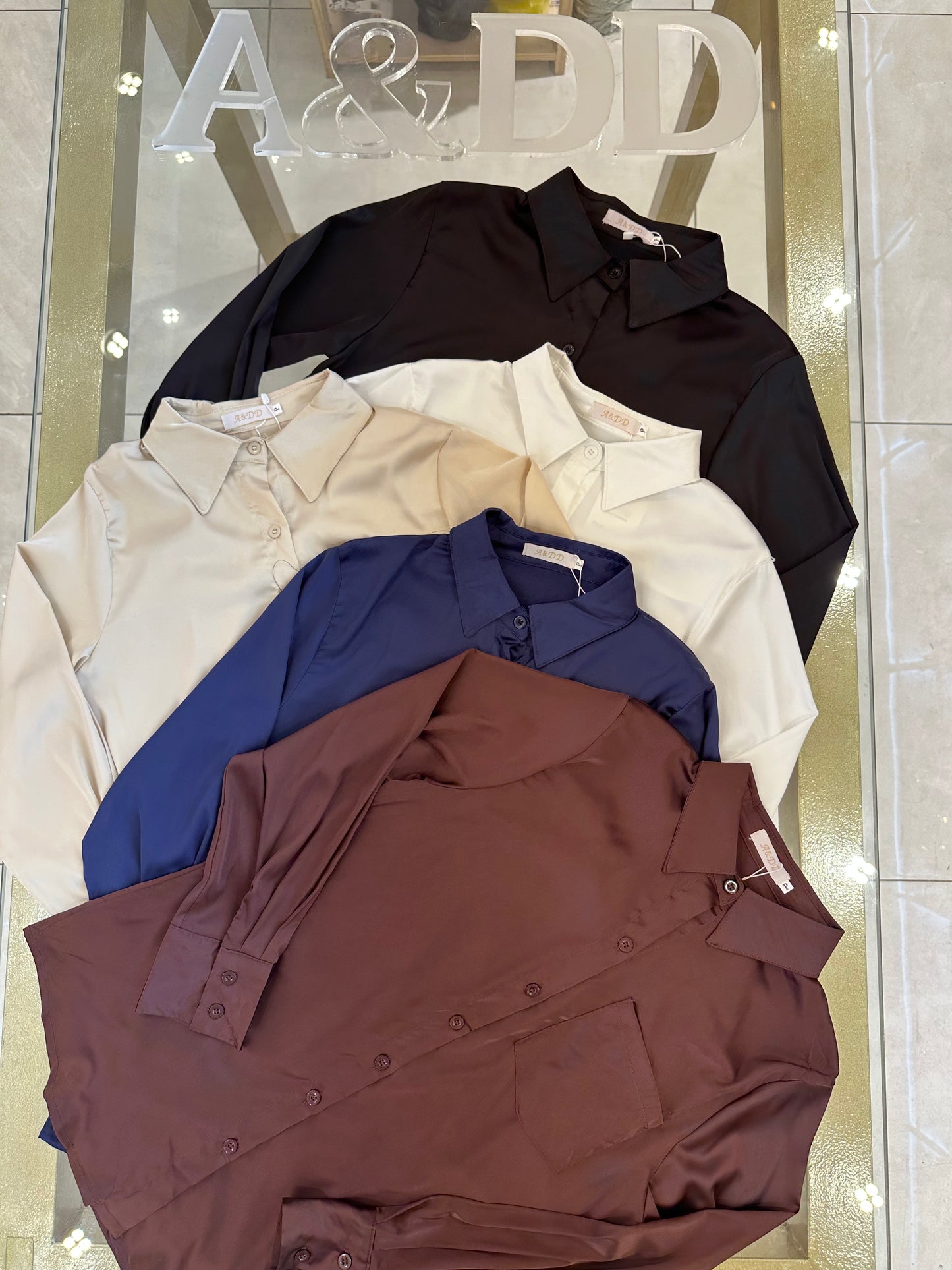 Camisa Social com Bolso Frontal Cetim - Ref:YY0112