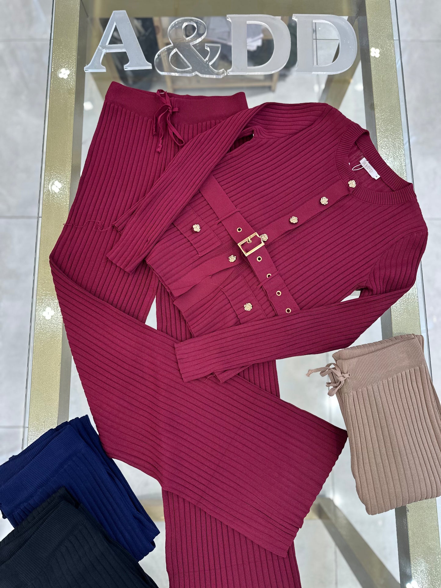 Conjunto Modal Premium com Cinto Fivela e Botões Dourados - Ref:K0176