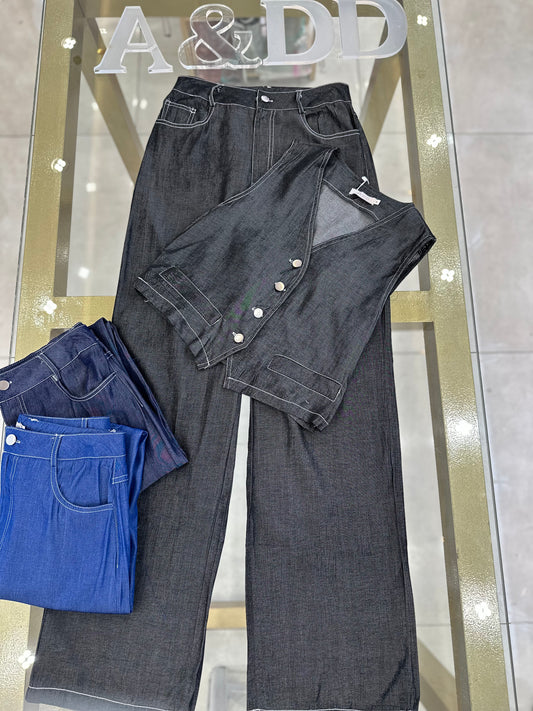 Conjunto Tencel Colete com Calça Pantalona - Ref:xx185