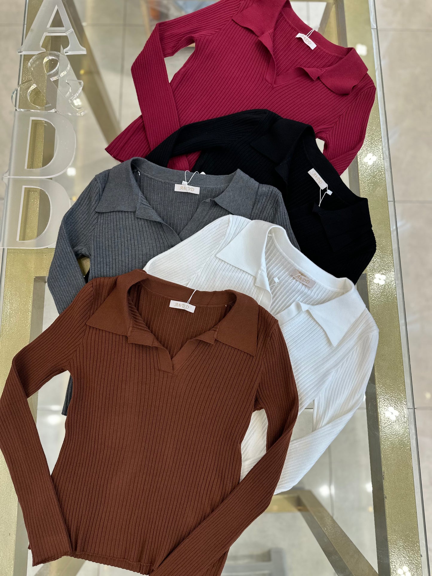 Blusa Canelada Gola Polo 
- REF:YUX1068
