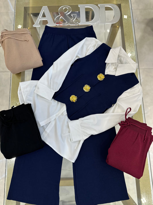 Conjunto Modal Premium "Três Peças" – Colete com Botões e Camisaria - Ref:k0185