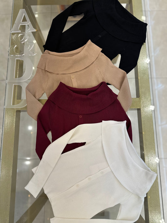 Blusa Tricot Gola Boba 
 - REF:YUX1050