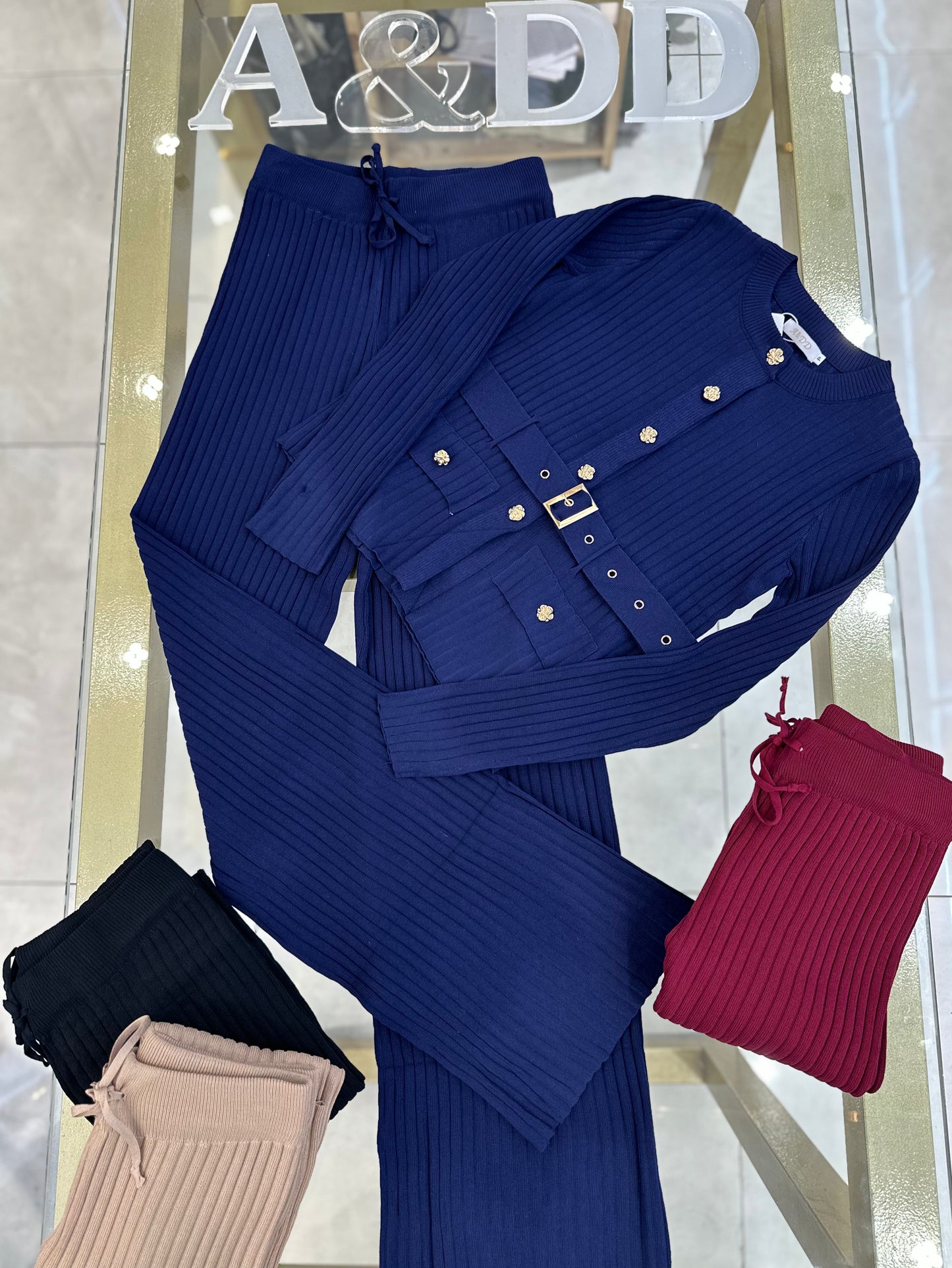 Conjunto Modal Premium com Cinto Fivela e Botões Dourados - Ref:K0176