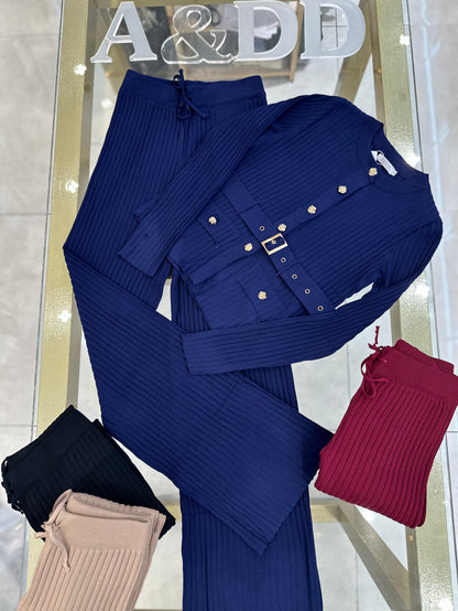 Conjunto Modal Premium com Cinto Fivela e Botões Dourados - Ref:K0176