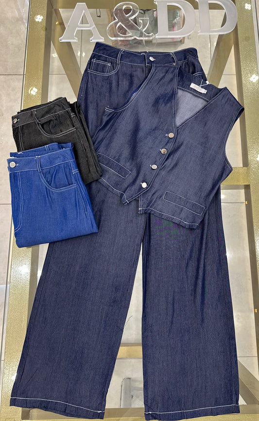 Conjunto Tencel Colete com Calça Pantalona - Ref:xx185