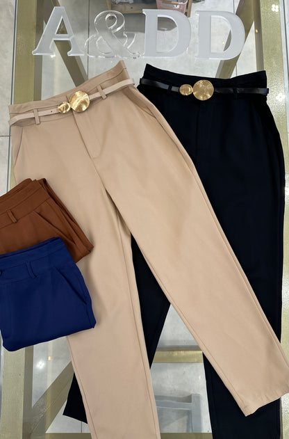 Calça Alfaiataria Slim com Cinto Fivela - Ref:XX200