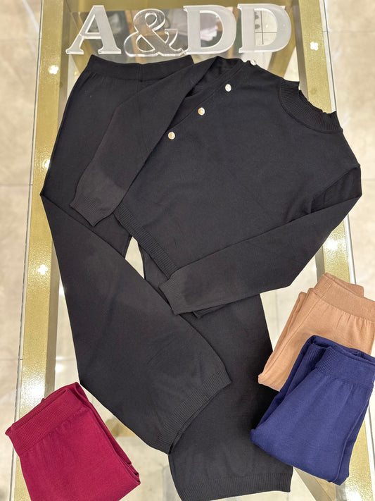 Conjunto Modal Premium Gola Trabalhada e Botões no Ombro - Ref:K0180