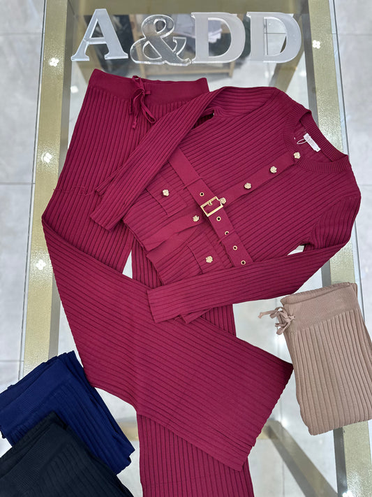 Conjunto Modal Premium com Cinto Fivela e Botões Dourados - Ref:K0176