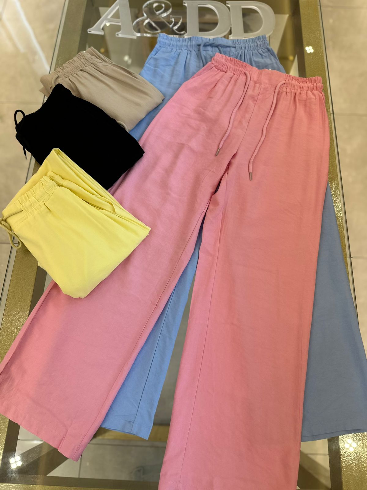 Calça Pantalona Cintura Alta com Elástico e Cordão - REF: AS1765